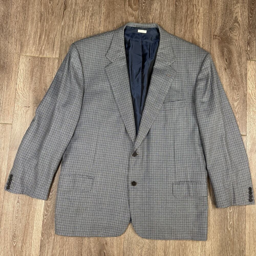 Brioni For Neiman Marcus Mens Italy Blazer 50 Blue Glen Check